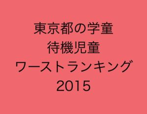 東京都の学童待機児童ワーストランキング2015
